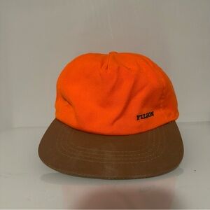 Filson Wool Cap Orange Ear Flap Hunting USA Size XXL Vintage